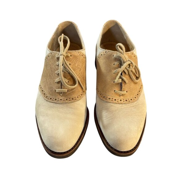 Cole Haan Mens Wingtip Oxfords 8.5D Leather Tan & Beige Lace-Up Dress Shoes - Picture 7 of 9